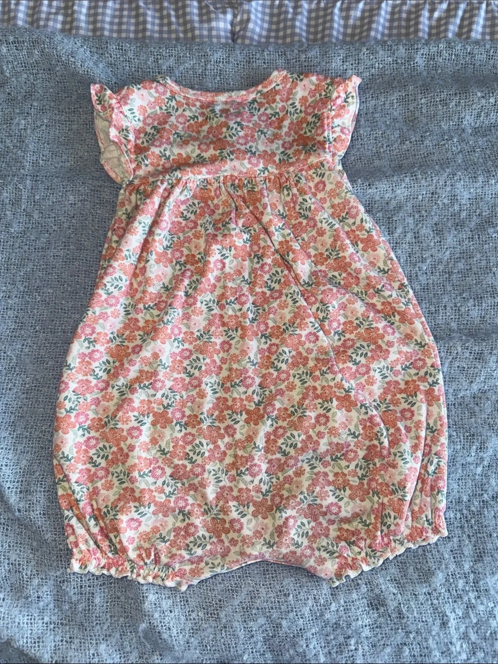 Carter's Coral Pink and Green Floral Cotton Baby One-Piece